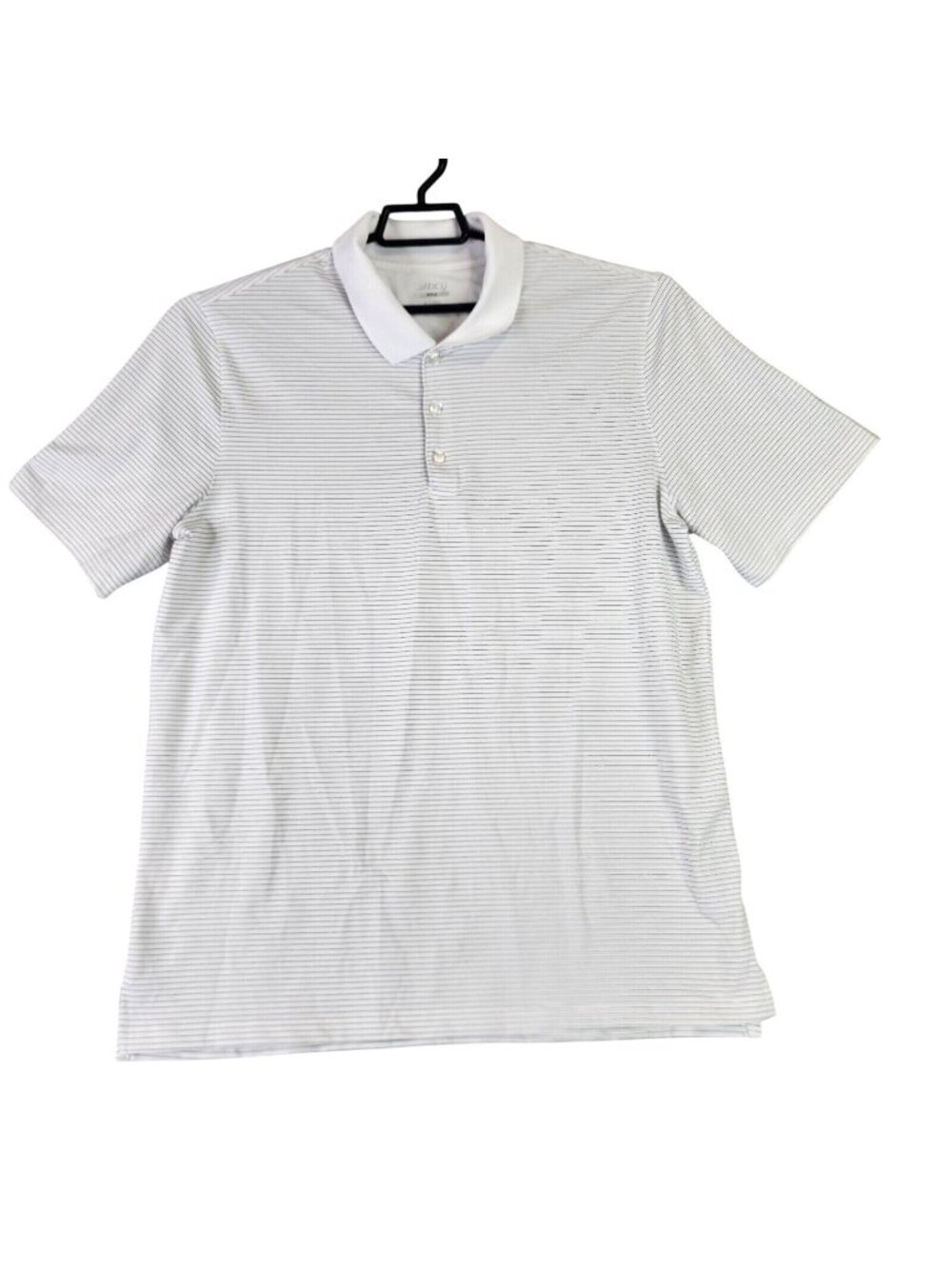 Mens Academy BCG White Striped Golf Polo Shirt Short Sleeve Polyester Size L